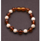 Polished Baroque Style Cognac Baltic Amber Teething Bracelet/Anklet With Howlite