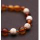 Polished Baroque Style Cognac Baltic Amber Teething Bracelet/Anklet With Howlite