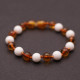 Polished Baroque Style Cognac Baltic Amber Teething Bracelet/Anklet With Onyx