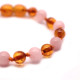 Polished Baroque Style Light Cognac Baltic Amber Teething Bracelet/Anklet With Rose Quartz