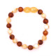 Unpolished Baroque Style Milky/Cognac Baltic Amber Teething Bracelet/Anklet