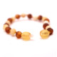 Unpolished Baroque Style Milky/Cognac Baltic Amber Teething Bracelet/Anklet