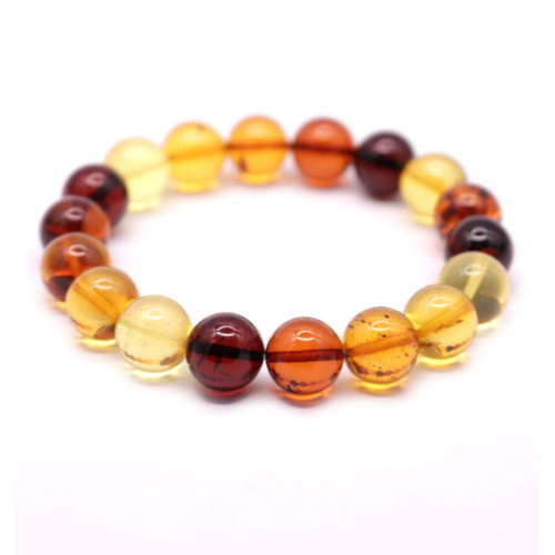 Luxury Bracelet made of Amber Balls of different colors 11mm