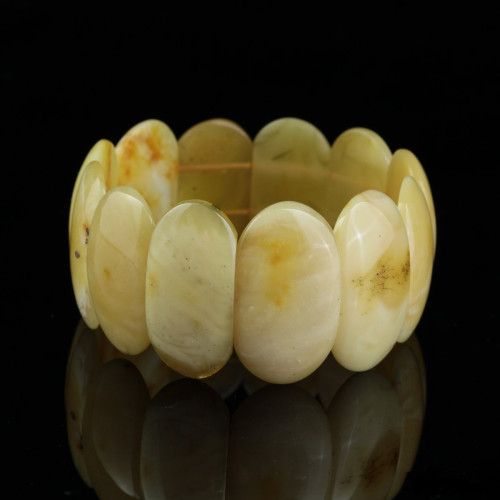 Polished Royal Milky Color Baltic Amber Adult Bracelet 22g 