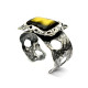 Unique Large Silver Bracelet with Green Baltic Amber