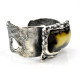 Unique Large Silver Bracelet with Green Baltic Amber