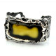 Unique Large Silver Bracelet with Green Baltic Amber