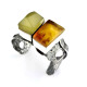 Unique Massive Silver Bracelet with Two Baltic Amber Stones (86 g)