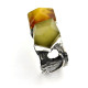Unique Massive Silver Bracelet with Two Baltic Amber Stones (86 g)