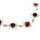 Dark Cognac Baltic Amber "Sun" Bracelet in 925 Sterling Silver