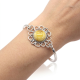 Elegant Metal Bangle with Honey Baltic Amber.