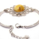 Elegant Metal Bangle with Honey Baltic Amber.