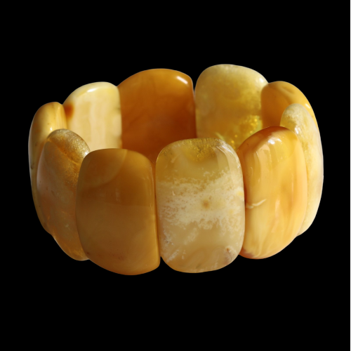 Massive Polished Natural Shape Butter Egg Yolk Baltic Amber Adult Bracelet 49g