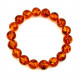 Classic Round Baltic Amber Bead Stretch Bracelet – Cognac