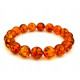 Classic Round Baltic Amber Bead Stretch Bracelet – Cognac
