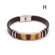 Men's Leather Bracelet with Baltic Amber Mosaic & Stainless Steel