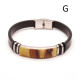 Men's Leather Bracelet with Baltic Amber Mosaic & Stainless Steel