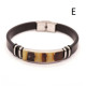 Men's Leather Bracelet with Baltic Amber Mosaic & Stainless Steel