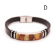 Men's Leather Bracelet with Baltic Amber Mosaic & Stainless Steel