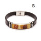 Men's Leather Bracelet with Baltic Amber Mosaic & Stainless Steel