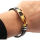 Men's Leather Bracelet with Baltic Amber Mosaic & Stainless Steel