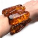 Massive Polished Light Cognac Natural Shape Baltic Amber Bracelet 118g 