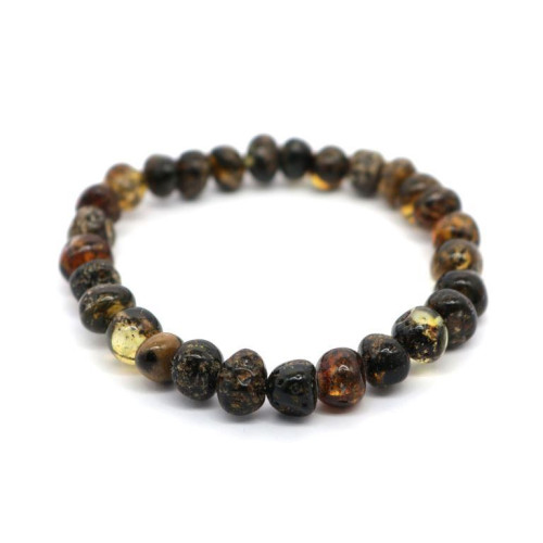 Polished dark Green Baltic Amber Bracelet (Elastic)