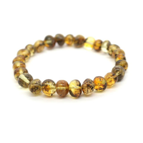 Polished Greenish Baltic Amber Bracelet (Elastic)