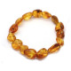 Greenish Bean-Shaped Polished Baltic Amber Elastic Bracelet