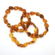 Greenish Bean-Shaped Polished Baltic Amber Elastic Bracelet