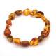 Greenish Bean-Shaped Polished Baltic Amber Elastic Bracelet