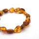 Greenish Bean-Shaped Polished Baltic Amber Elastic Bracelet
