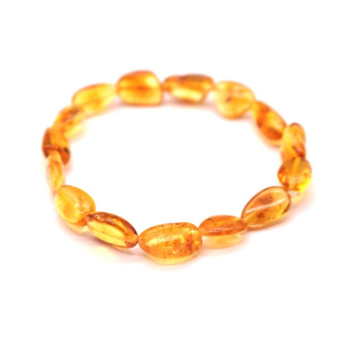 Polished Bean Style Honey Baltic Amber Adult Bracelet