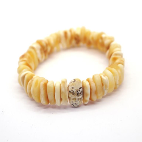 Unpolished Royal Baltic Amber Therapeutic Bracelet (Flexible / Stretch)