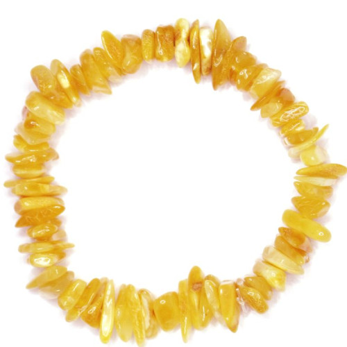 Polished Split Style Milky Baltic Amber Adult Elastic Healing Bracelet 