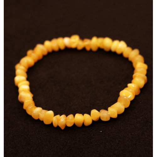 Polished Nugget Butterscotch Egg Yolk Baltic Amber Adult Elastic Healing Bracelet 