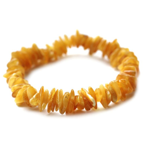 Polished Nugget Butterscotch Egg Yolk Baltic Amber Adult Elastic Healing Bracelet 