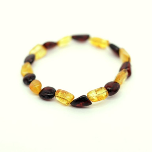 Polished Bean Shape Cherry And Honey Color Baltic Amber Bracelet
