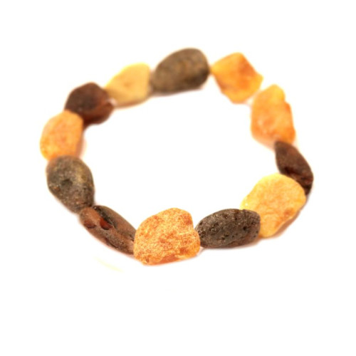 RAW Natural Shape Multi Color Baltic Amber Adult Healing Bracelet