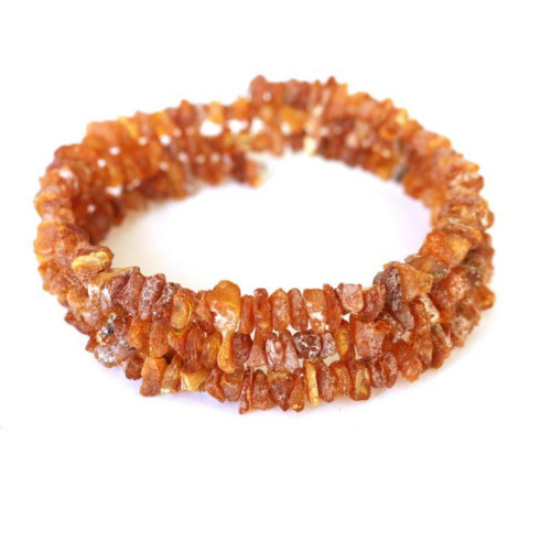 Raw Cognac Color Baltic Amber Bracelet On Elastic Wire