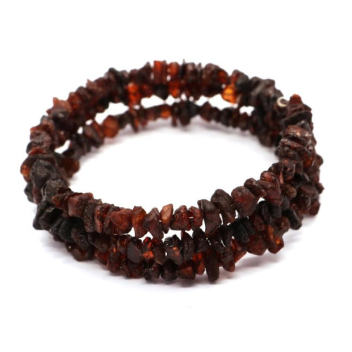 Raw Cognac Color Baltic Amber Bracelet On Elastic Wire