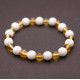 Polished Baroque Style Honey Baltic Amber Adult Bracelet With Onyx