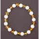 Polished Baroque Style Honey Baltic Amber Adult Bracelet With Onyx