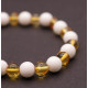 Polished Baroque Style Honey Baltic Amber Adult Bracelet With Onyx