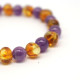 Polished Baroque Style Honey Baltic Amber Adult Bracelet with amethyst