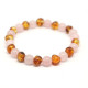 Polished Baroque Style Cognac Baltic Amber Adult Bracelet with Rose Quartz