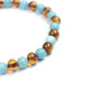 Polished Baroque Style Cognac Baltic Amber Adult Bracelet with Turquoise