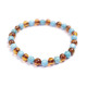Polished Baroque Style Cognac Baltic Amber Adult Bracelet with Turquoise