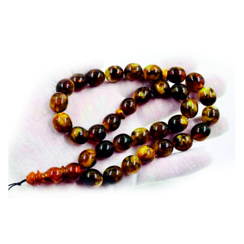 Islamic Pressed Round  Baltic Amber 33 Prayer Beads - Rosary Misbah 