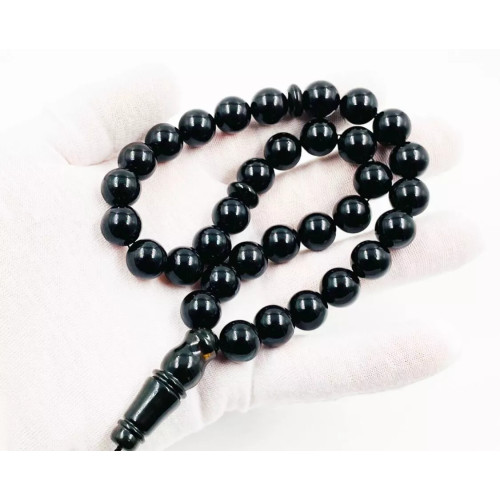 Cherry Color Islamic Pressed Round  Baltic Amber 33 Prayer Beads - Rosary Misbah 